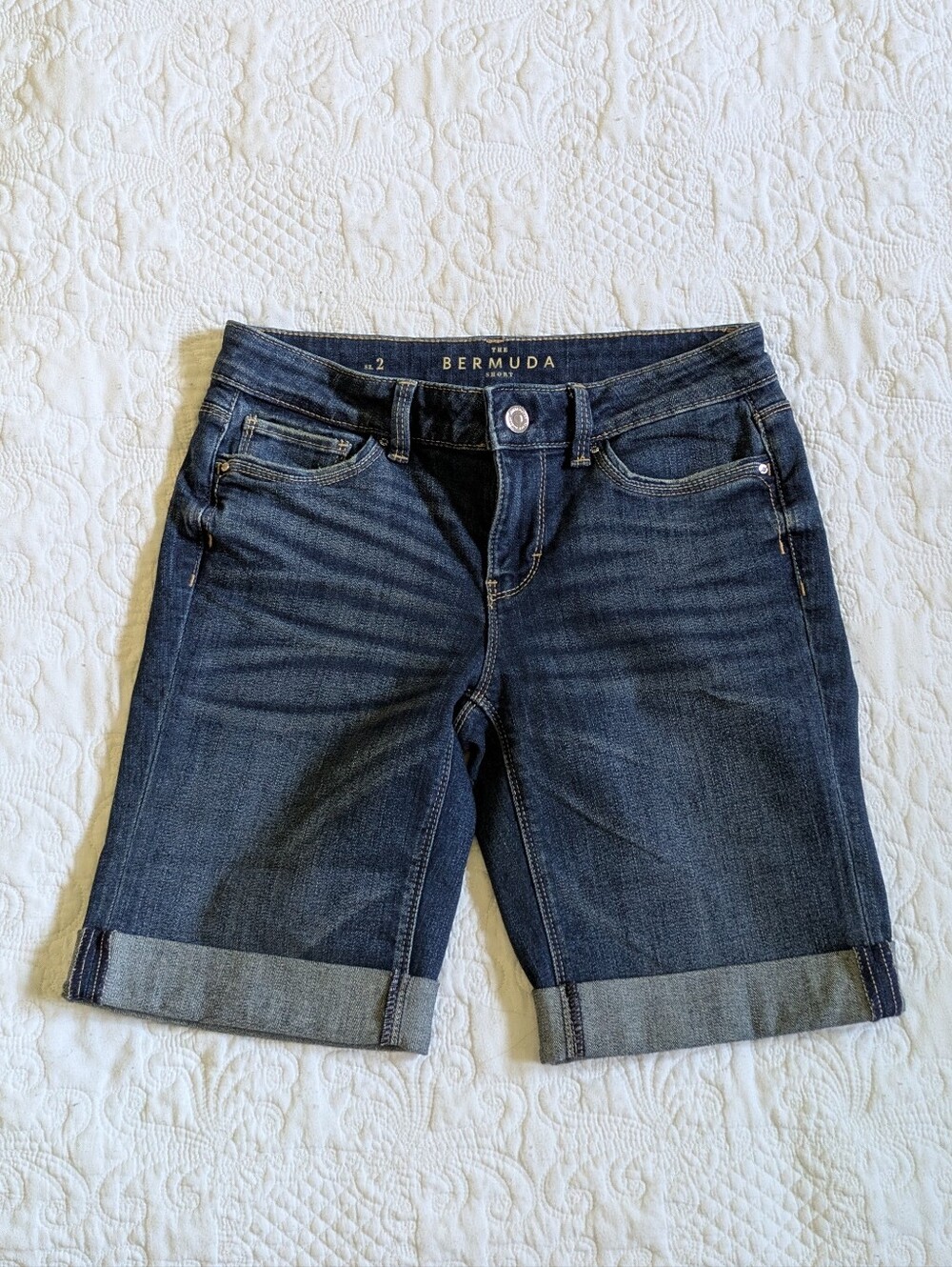 White House Black Market Bermuda Dark Wash Denim Bermuda Shorts